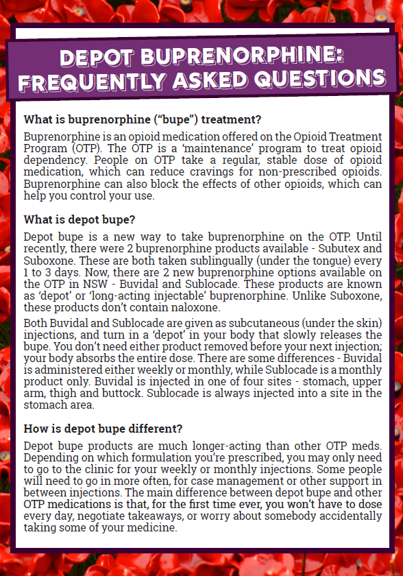 Depot buprenorphine FAQs