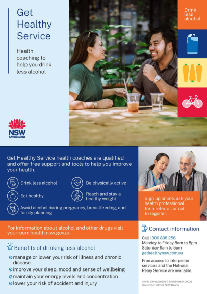 Get Healthy Service - alcohol reduction postcard