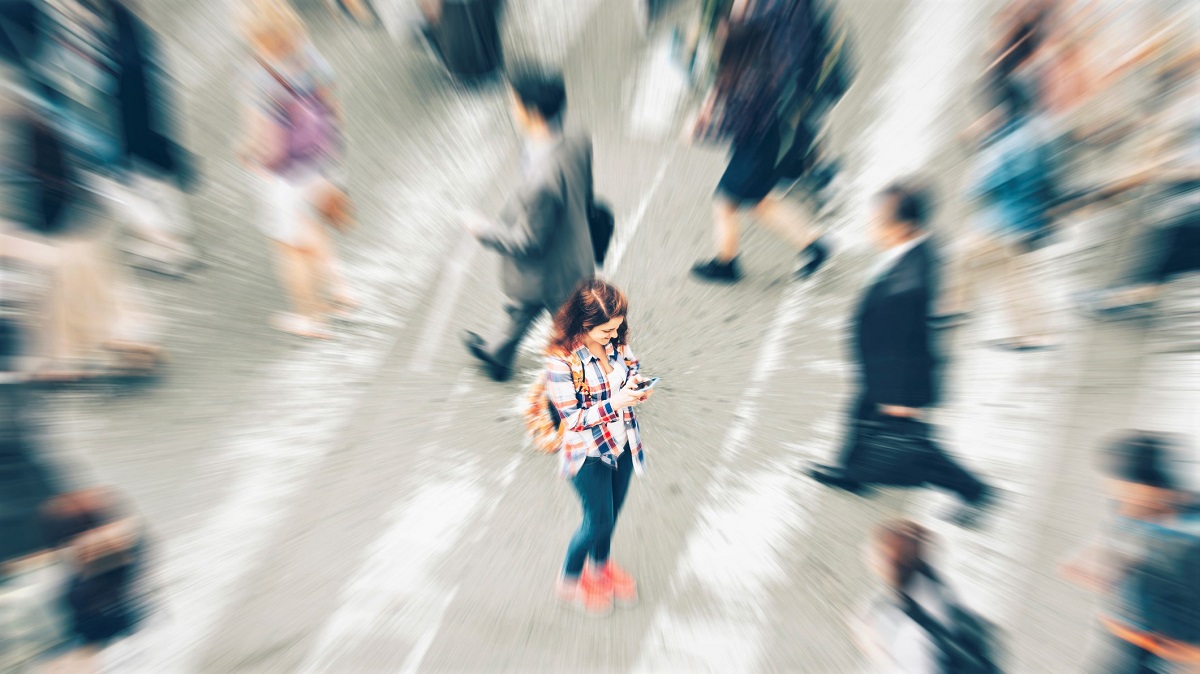 Texting in a crowd